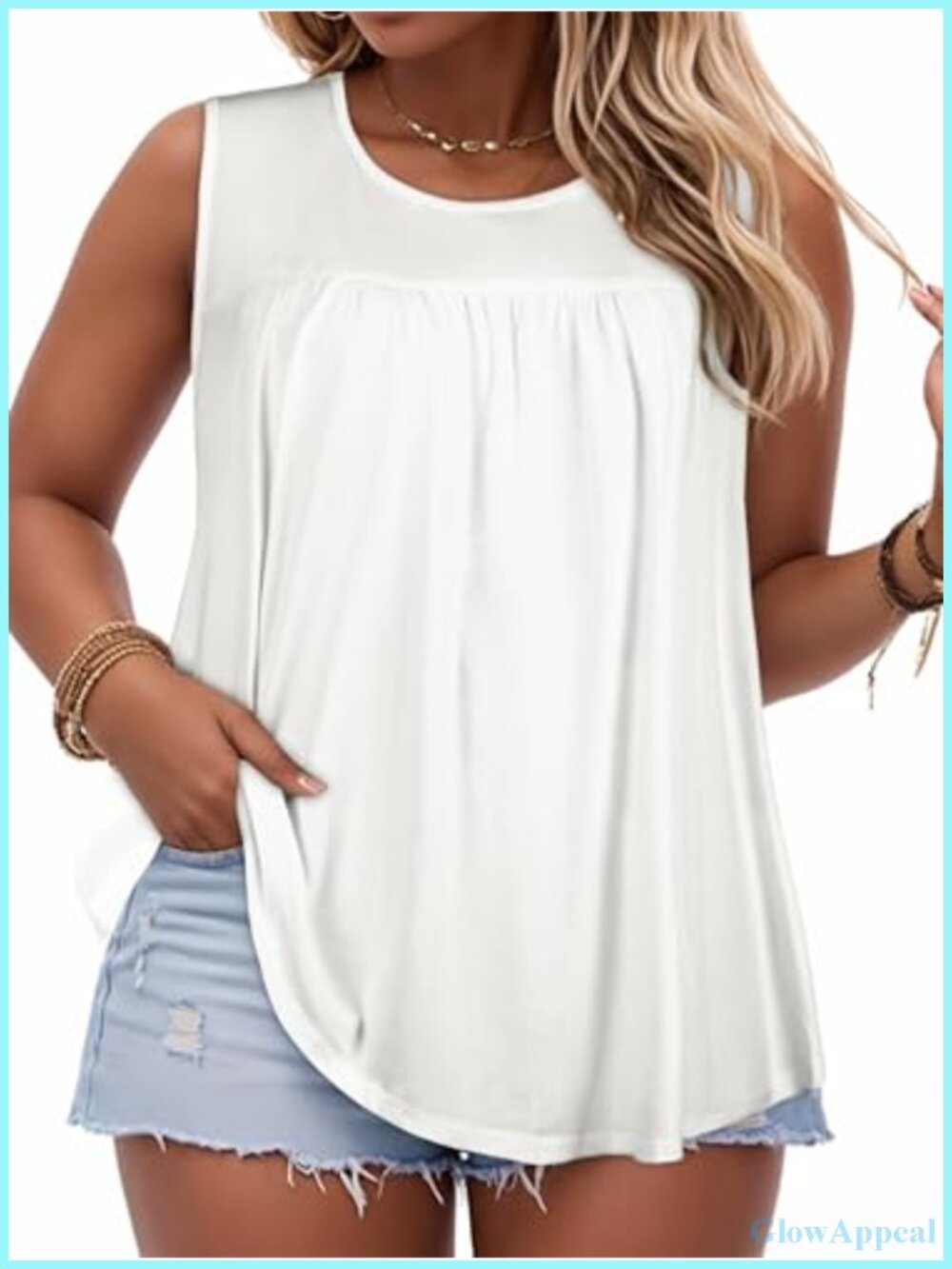Plus Size Tank Tops for Women Loose Fit Sleeveless Crewneck Tunic Tees Cotton